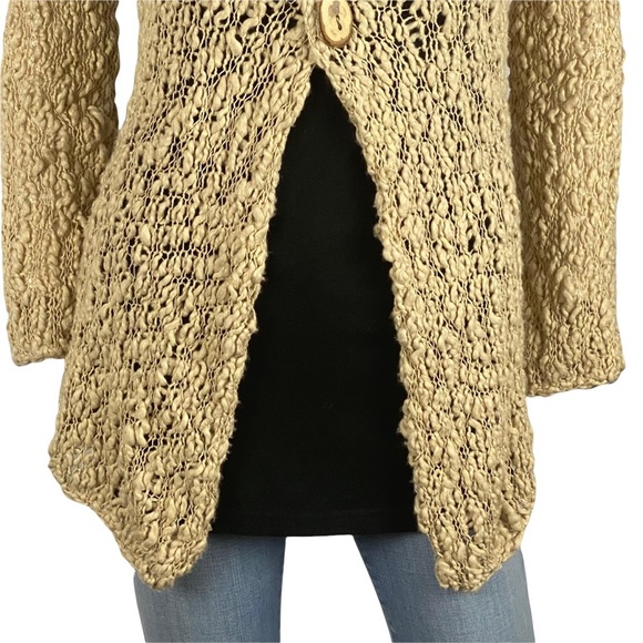NATURE by Hand 100% Cotton Loose Knit Open Cardigan Sweater L - Picture 10 of 13